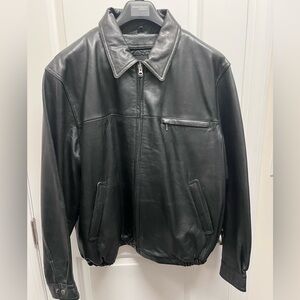 American Classics Men's Black Leather Quilt lined bomber Jacket XL